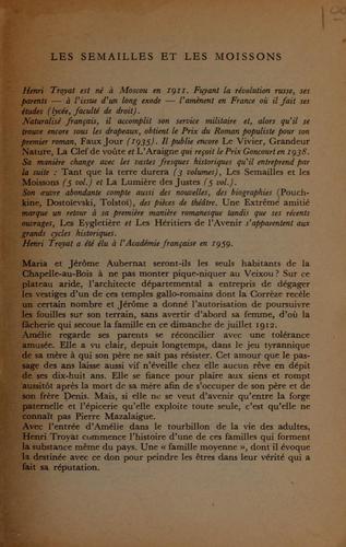 Les semailles et les moissons by Henri Troyat cover