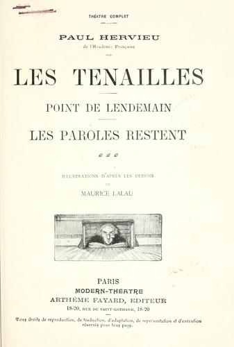 Les tenailles by Paul Hervieu cover