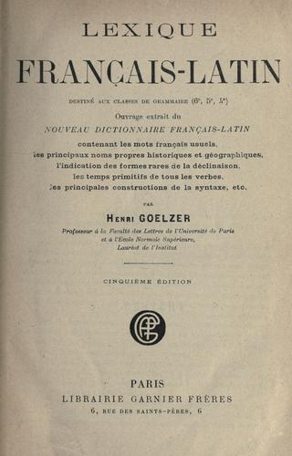 Lexique français-latin by Henri Jules Ernest Goelzer cover
