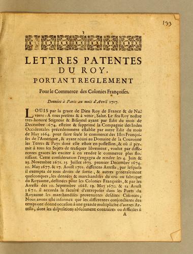 Lettres patentes du Roy, portant reglement by France cover