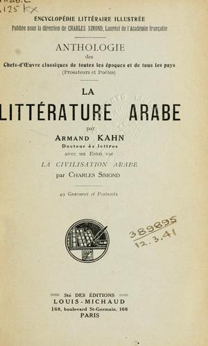 La littérature arabe by Armand Kahn cover