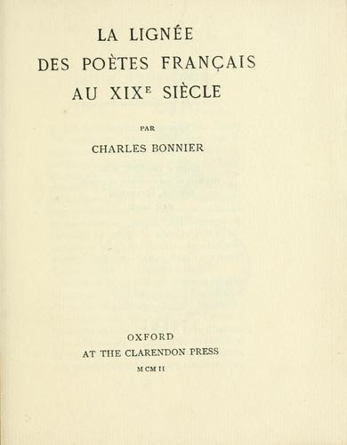 La lignée des poètes français au 19e siècle by Charles Bonnier cover