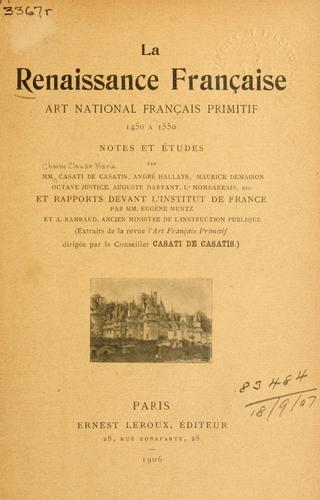 La Renaissance française by C. Charles Casati de Casatis cover