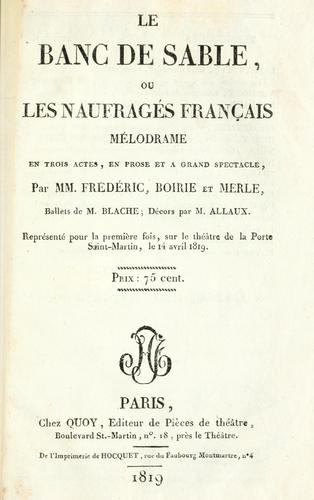 Le banc de sable by Frédéric Dupetit-Méré cover