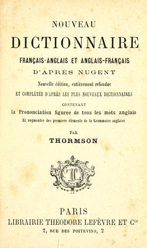 Nouveau dictionnaire français-anglais et anglais-français by Thomas Nugent cover
