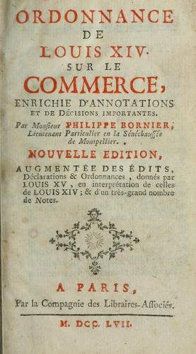 Ordonnance de Louis XIV. sur le commerce by France cover