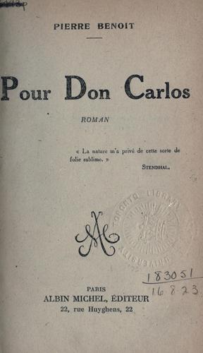 Pour Don Carlos, roman