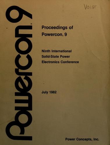 Proceedings of POWERCON 9 by Powercon (9th 1982 Washington, D.C.) cover