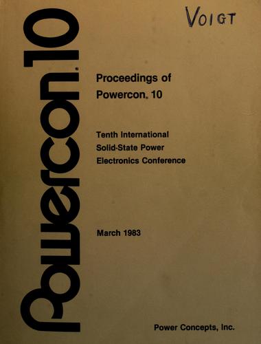 Proceedings of POWERCON 10