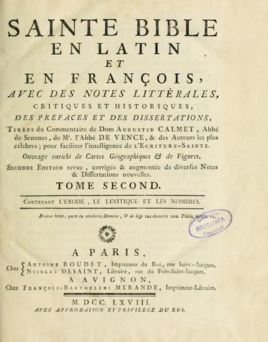 Sainte Bible en latin et en françois by Augustin Calmet cover