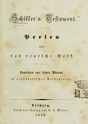 Schiller's Testament: Perlen für das deutsche Volk by Friedrich Schiller cover