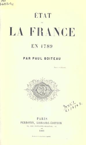 État de la France en 1789 by Paul Boiteau cover
