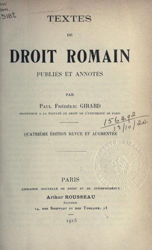Textes de droit roman by Paul Frédéric Girard cover