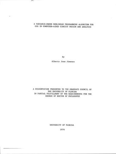 A variable-order nonlinear programming algorithm for use in computer-aided circuit design and analysis