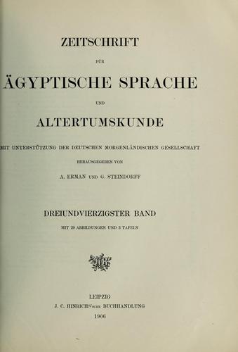 Zeitschrift für ägyptische Sprache und Altertumskunde