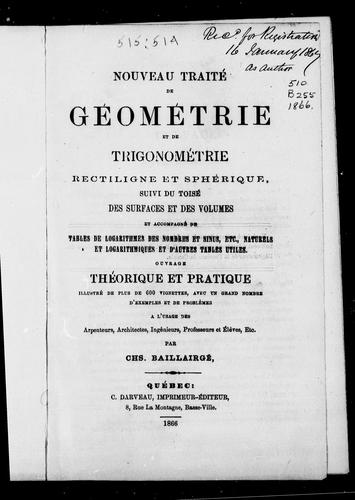 Nouveau traité de géométrie et de trigonométrie rectiligne et sphérique