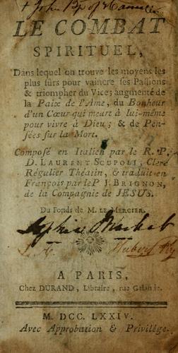 Le Combat spirituel by Lorenzo Scupoli cover