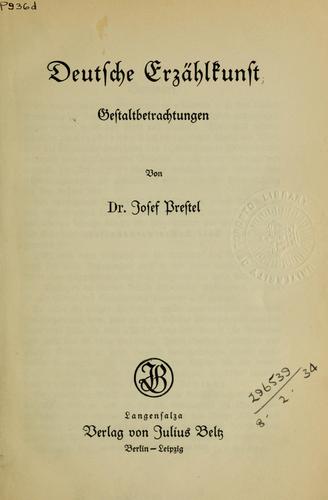 Deutsche Erzählkunst by Josef Prestel cover