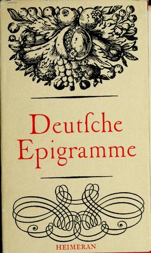 Deutsche Epigramme aus fünf Jahrhunderten by Klemens Altmann cover