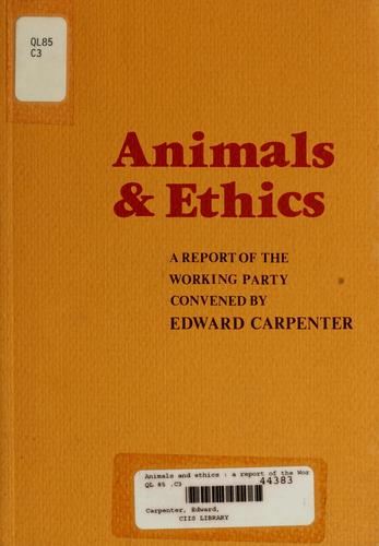 Animals and ethics by Animals and Ethics Working Party cover