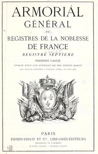 Armorial général de la France .. by Louis Pierre d' Hozier cover