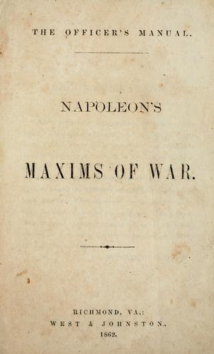 Napoleon's maxims of war by Napoléon Bonaparte cover