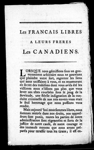 Les Français libres à leurs frères les Canadiens