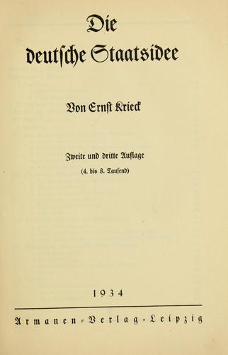 Die deutsche Staatsidee by Krieck, Ernst cover