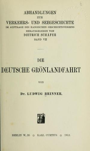 Die deutsche Grönlandfahrt by Ludwig Brinner cover