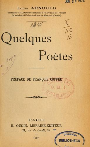 Quelques poètes by Arnould, Louis cover