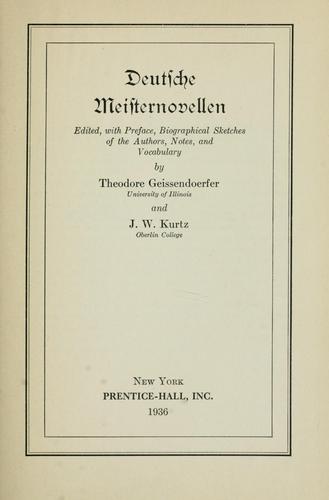 Deutsche Meisternovellen by John Theodore Geissendoerfer cover