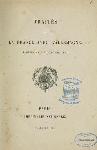 Traités de la France avec l'Allemagne by France cover