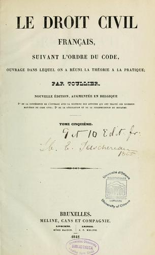 Le droit civil français by Charles Bonaventure Marie Toullier cover