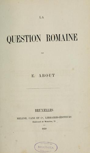 La question romaine by Edmond About cover