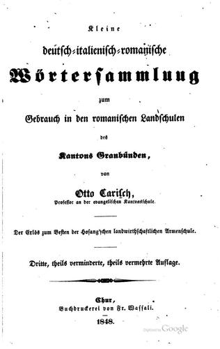 Kleine deutsch-italienisch-romanische Wörtersammlung by Otto Carisch cover
