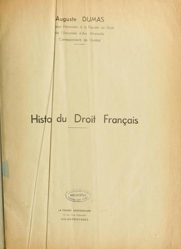 Histoire du droit français by Auguste Dumas cover