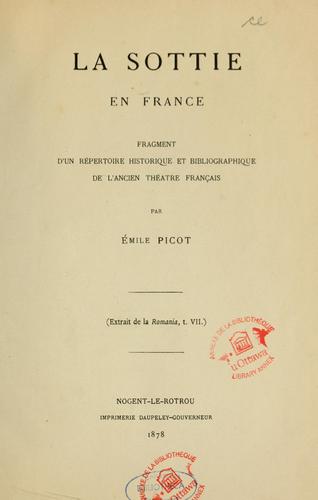 La sottie en France by Émile Picot cover