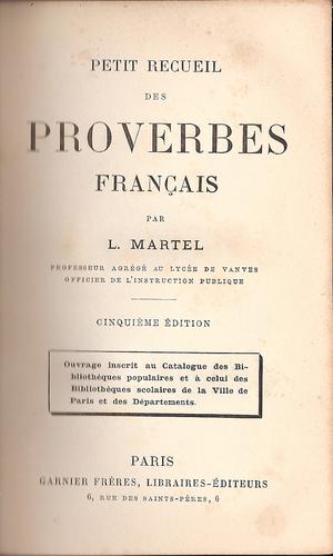 Petit recueil des proverbes français by Leon Martel cover