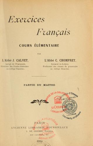 Exercices français, cours élémentaires by Calvet, Jean cover