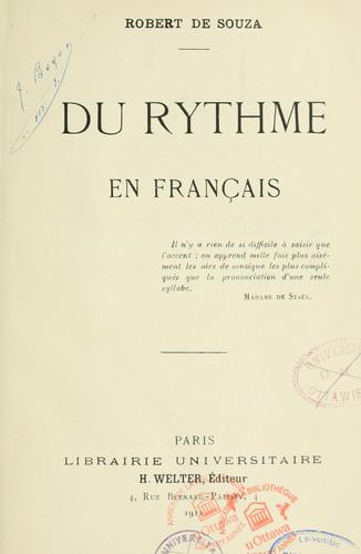 Du rythme en français.. by Robert de Souza cover