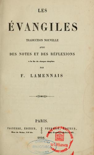 Les Evangiles by Félicité Robert de Lamennais cover