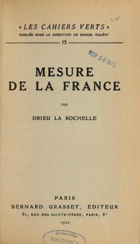 Mesure de la France by Pierre Drieu La Rochelle cover