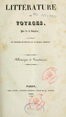 Littérature et voyages by Jean-Jacques Ampère cover