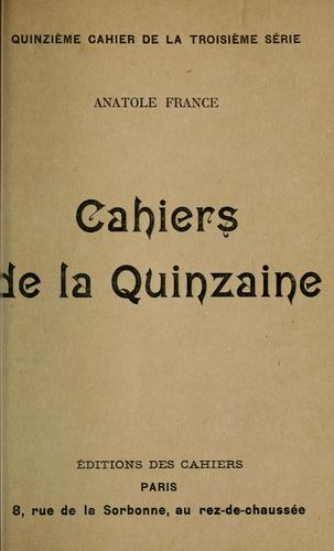 Cahiers de la quinzaine by Anatole France cover