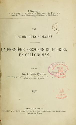 Les origines romanes by Friedrich Georg Mohl cover