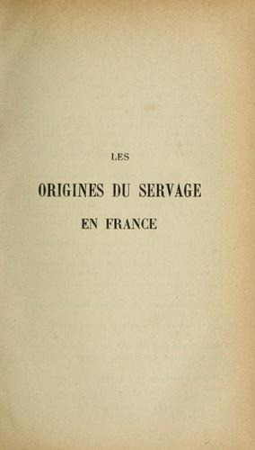 Les origines du servage en France by Allard, Paul cover