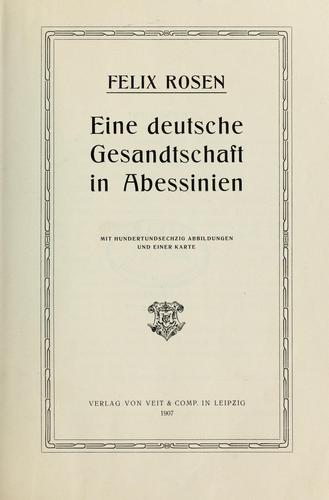 Eine deutsche Gesandtschaft in Abessinien by Felix Rosen cover