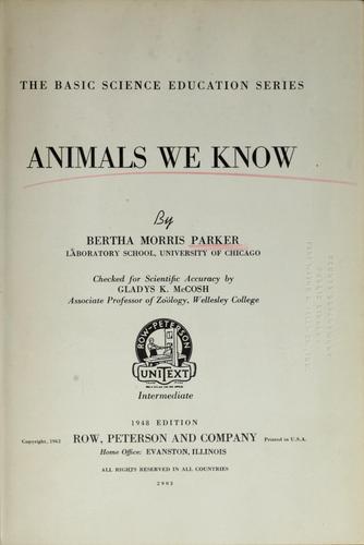 Animals we know by Bertha Morris Parker cover