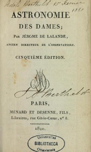 Astronomie des dames by Joseph Jérôme Le Français de Lalande cover