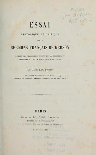Essai historique et critique sur les sermons français de Gerson by Ernest Bouret cover